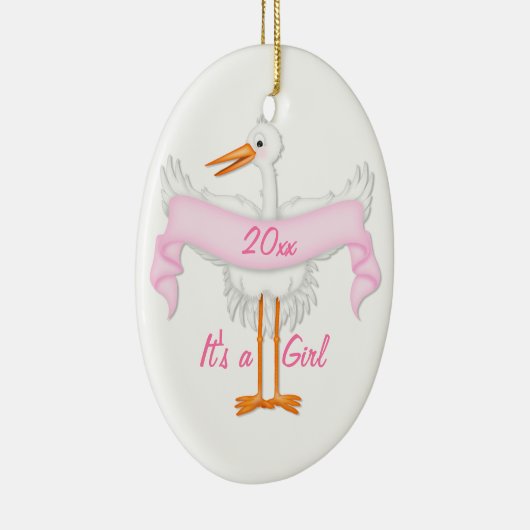 Het is een Girl Stork Ornament (Rechts)