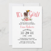 Het is een Girl Sunflower Deer Sweet Pink Baby sho Kaart (Voorkant)