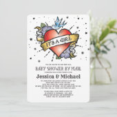 Het is een Girl Tattoo Heart Baby shower per post Kaart (Staand voorkant)