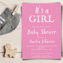 Het is een Girl Typografie Pink Baby Girl Baby sho
