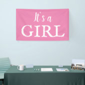 Het is een Girl Typografie Pink Baby Girl Baby sho Spandoek (Beurs)