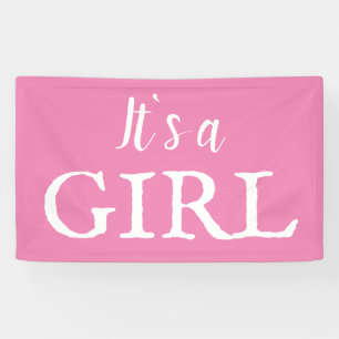 Het is een Girl Typografie Pink Baby Girl Baby sho Spandoek