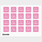 Het is een Girl Typografie Pink Baby Girl Baby sho Vierkante Sticker (Vel)