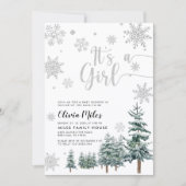 Het is een Girl-uitnodiging, een zilveren winter-b Kaart (Voorkant)