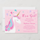 Het is een Girl Unicorn Baby shower Roze Kaart (Voorkant)