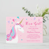 Het is een Girl Unicorn Baby shower Roze Kaart (Staand voorkant)