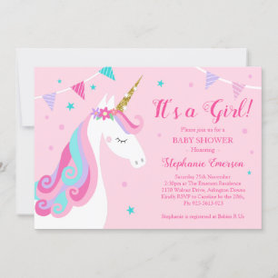 Het is een Girl Unicorn Baby shower Roze Kaart
