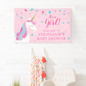Het is een Girl Unicorn Baby shower Roze Spandoek (Insitu)