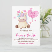 Het is een Girl Unicorn Waterverf Baby shower Kaart (Staand voorkant)