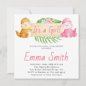 Het is een Girl Waterverf Dinosaur Baby shower Kaart (Voorkant)