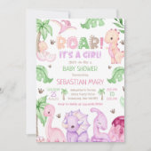 Het is een Girl Waterverf Dinosaur Baby shower Kaart (Voorkant)