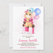 Het is een Girl Waterverf Giraffe Baby shower Kaart (Voorkant)