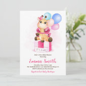 Het is een Girl Waterverf Giraffe Baby shower Kaart (Staand voorkant)