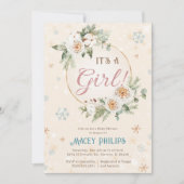 Het is een Girl Winter Wonderland Baby shower Spri Kaart (Voorkant)