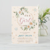Het is een Girl Winter Wonderland Baby shower Spri Kaart (Staand voorkant)