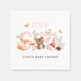 Het is een Girl Woodland Baby shower Gepersonalise Servet