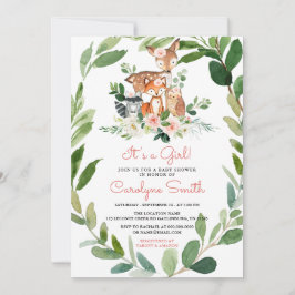 Het is een Girl Woodland Baby shower Invitation Kaart
