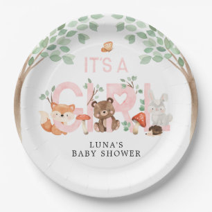 Het is een Girl Woodland Baby shower Paper Bord