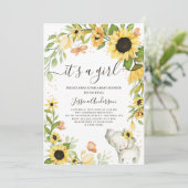 Het is een Girl Wreath Sunflower Elephant Baby sho Kaart (Staand voorkant)