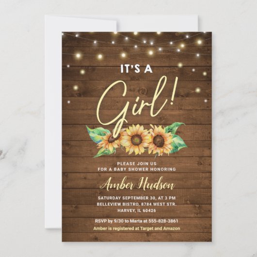Het is een Girl Yellow Sunflower Baby shower Sprin Kaart (Voorkant)