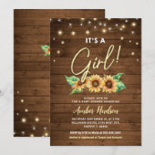 Het is een Girl Yellow Sunflower Baby shower Sprin Kaart (Voorkant / Achterkant)