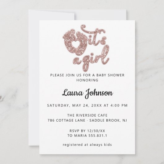 Het is een Glitter van het Roos van de Aangepaste  Kaart (Voorkant)