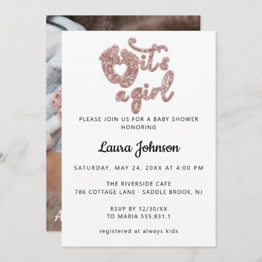 Het is een Glitter van het Roos van de Aangepaste  Kaart (Voorkant / Achterkant)