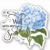 Het is een goed blauwe hydrangea sticker (Voorkant)