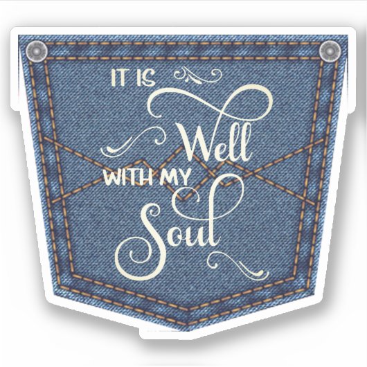 Het is een goed denim zakje sticker (Voorkant)
