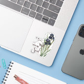 Het is een goed paarse irissticker sticker (Laptop met iPhone)