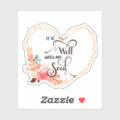 Het is een goed roze florale hart sticker (Vel)