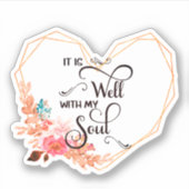 Het is een goed roze florale hart sticker (Voorkant)