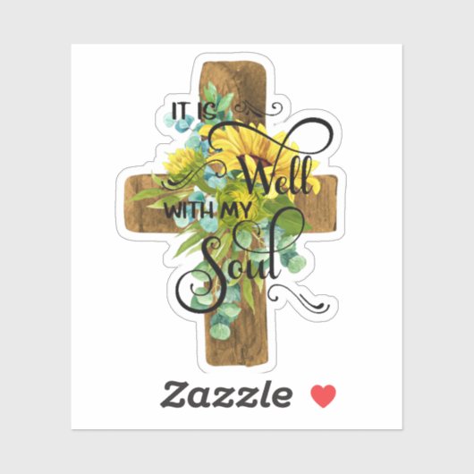 Het is een goed zonnebloemkruis sticker (Vel)