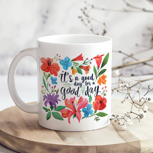 "Het is een goede dag" Boho Kleurrijke Wildflowers Koffiemok