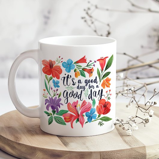 "Het is een goede dag" Boho Kleurrijke Wildflowers Koffiemok