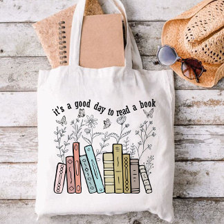 Het is een goede dag om een boek te lezen, boekenl tote bag