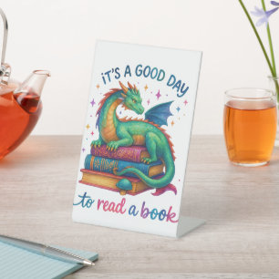 Het Is Een Goede Dag Om Een Boek Te Lezen Reclamebord Met Voetstuk
