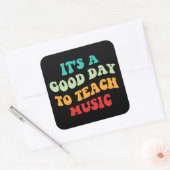 Het is een goede dag om muziek te leren vierkante sticker (Envelop)