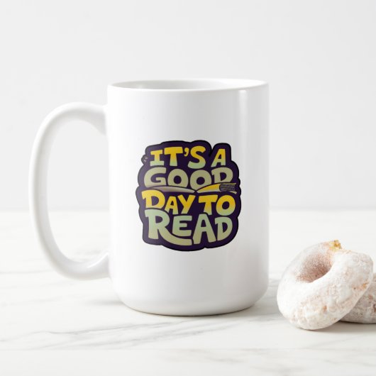 Het is een goede dag om psychedelische typografie koffiemok (Met donut)