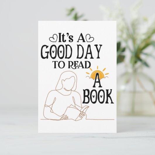 Het is een goede dag om Shirt te lezen, boekenacht Bedankkaart (Staand voorkant)