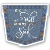 Het is een goede denim zak sticker (Voorkant)