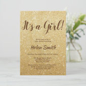 Het is een Gouden Meisje Glitter Baby shower Kaart (Staand voorkant)