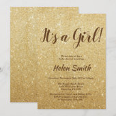 Het is een Gouden Meisje Glitter Baby shower Kaart (Voorkant / Achterkant)