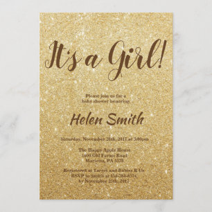 Het is een Gouden Meisje Glitter Baby shower Kaart