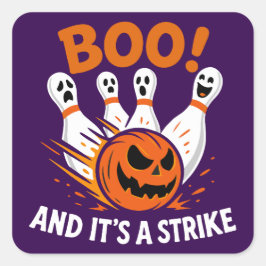 Het is een grappige strike Halloween bowling Vierkante Sticker