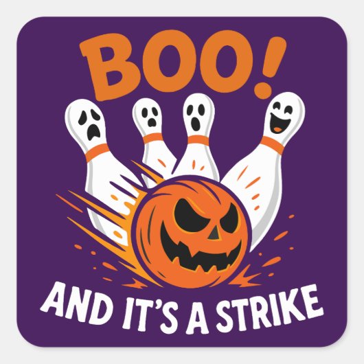 Het is een grappige strike Halloween bowling Vierkante Sticker (Voorkant)