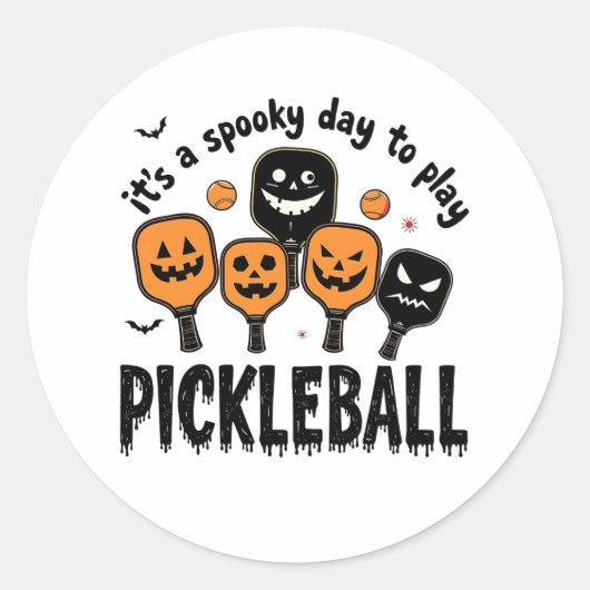 Het is een griezelige dag om Pickleball Halloween  Ronde Sticker (Voorkant)