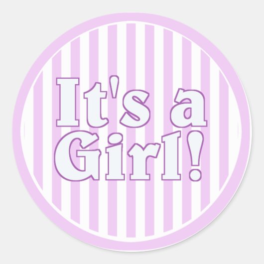 Het is een Gril Pink Stripe aankondiging Ronde Sticker (Voorkant)