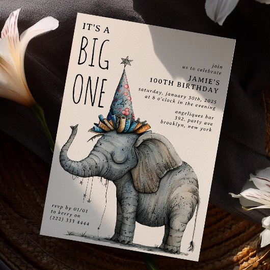 Het is een GROOT EEN' Grappige Whimsical Olifant V Kaart