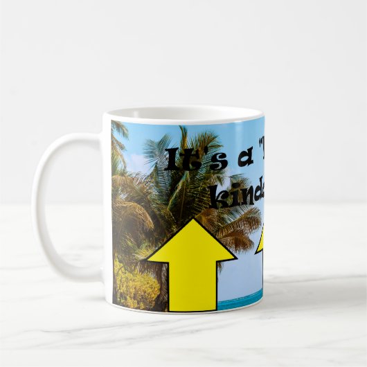 Het is een halve volle dag koffie-mok koffiemok (Links)